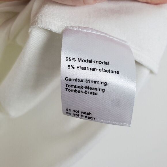 Akris Punto Grommet Modal Top Zip Back Short Sleeve Eyelet Designer White Sz 10 - Picture 8 of 10